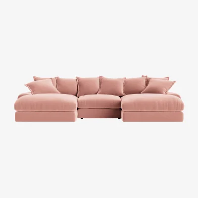 Loaf Wodge Modular Chaise Sofa, Udoch (Flushed Cheek Clever Velvet)