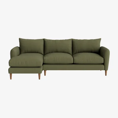 Loaf Squishmeister Chaise Sofa, Extra Large Left Hand (Green Plumage Clever Slubby Linen)