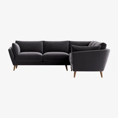 Loaf Groover Corner Sofa in Even Sided in Wire Wool Clever Velvet