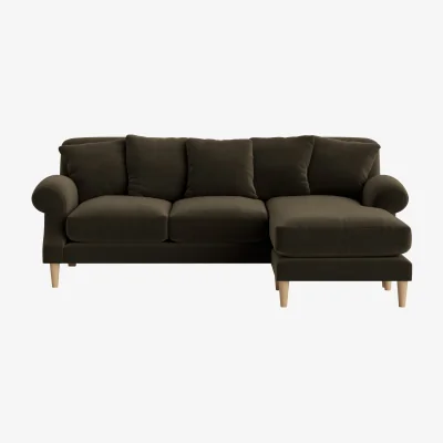 Loaf Crumpet Chaise Sofa, Large Right Hand (Wine Bottle Clever Velvet)