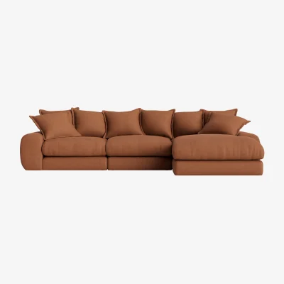 Loaf Wodge Modular Chaise Sofa, Large Right Hand (Cinnamon Bun Clever Linen)