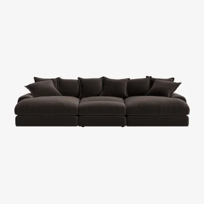 Loaf Wodge Chaise Movie Sofa (Coal Scuttle Clever Velvet)
