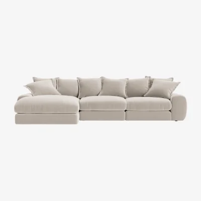 Loaf Wodge Modular Chaise Sofa, Large Left Hand (Warm Dough Clever Velvet)