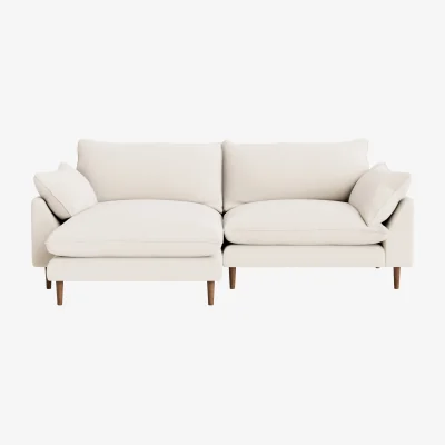 Loaf Slow Riser Chaise, Large Left Hand (Frothy Milk Clever Slubby Cotton)