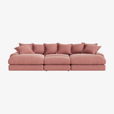 Loaf Wodge Chaise Movie Sofa (Pudding Pink Clever Linen)
