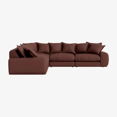 Loaf Wodge Modular Corner Sofa, Even Sided (Mulberry Wine Clever Linen)