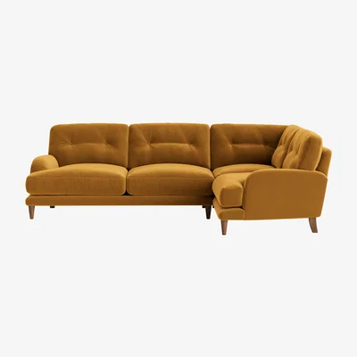 Loaf Sugar Bum Corner Sofa - Large Right Hand - Clever Velvet - Butterscotch