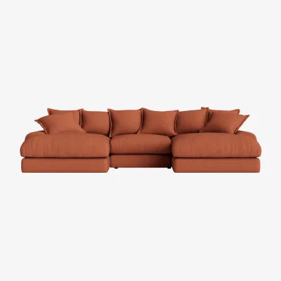 Loaf Wodge Modular Chaise Sofa, Udoch (Candied Peel Clever Slubby Linen)