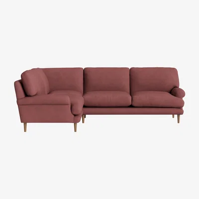 Loaf Dawdler Corner Sofa - Large Left Hand - Clever Cotton - Berry Jelly