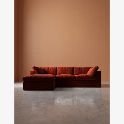Marks & Spencer Swoon Crushed Velvet Left Hand Chaise Sofa Red