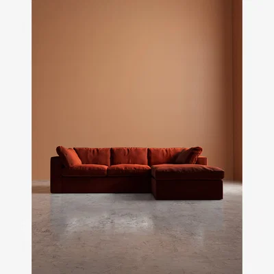 Marks & Spencer Swoon Crushed Velvet Right Hand Chaise Sofa Red