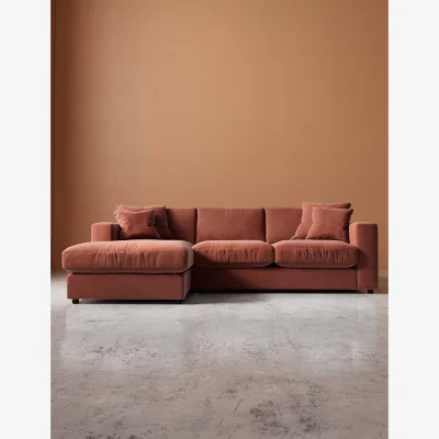 Marks & Spencer Swoon Easy Velvet Left Corner Sofa Brown