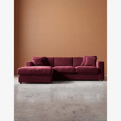 Marks & Spencer Swoon Easy Velvet Left Corner Sofa Burgundy