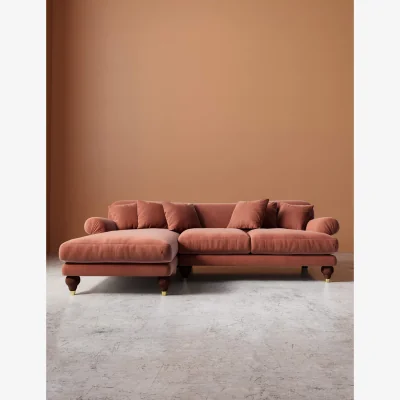 Marks & Spencer Swoon Willows Easy Velvet Left Corner Sofa Brown