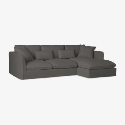 Made.com Kasiani Right Hand Facing Chaise End Sofa, Steel Cotton & Linen Mix