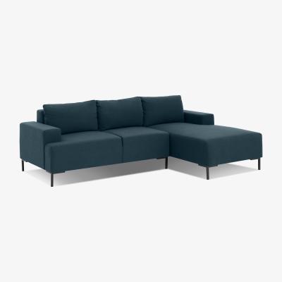 Made.com Frederik 3 Seater Right Hand Facing Compact Corner Chaise End Sofa, Aegean Blue