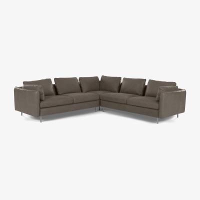Made.com Vento 5 Seater Corner Sofa, Texas Grey Leather