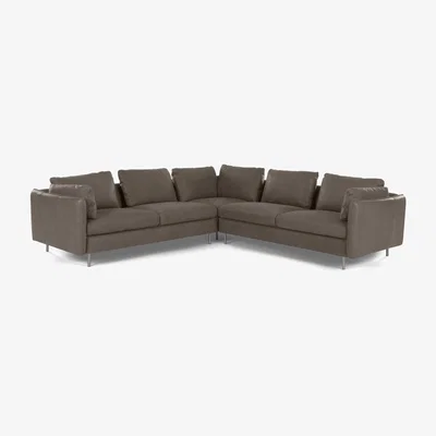 Made.com Vento 5 Seater Corner Sofa, Texas Grey Leather
