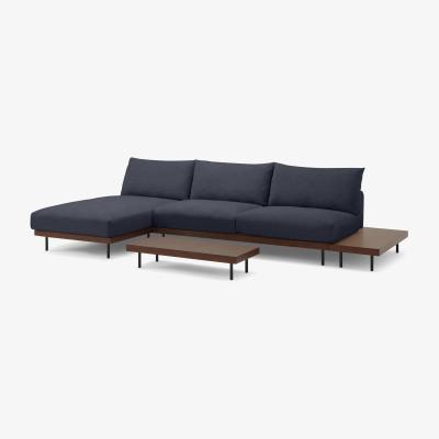 Made.com Zita Modular Chaise End Corner Sofa with 2 Side Tables, Kyoto Denim