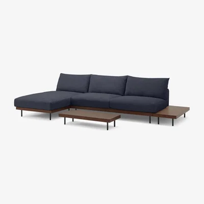 Made.com Zita Modular Chaise End Corner Sofa with 2 Side Tables, Kyoto Denim