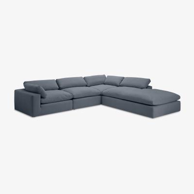 Made.com Samona Right Hand Facing Full Corner Sofa, Jeans Blue Cotton & Linen Blend