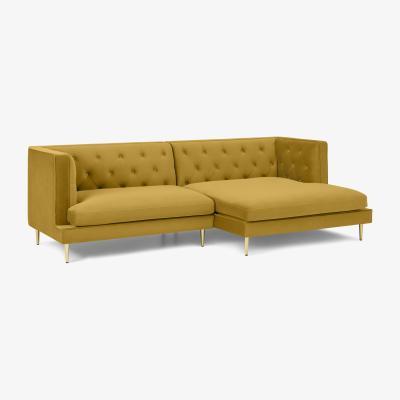 Made.com Goswell Right Hand Facing Chaise End Corner Sofa, Vintage Gold velvet