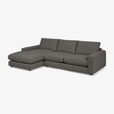 Made.com Arni Left Hand Facing Chaise End Sofa, Charcoal Grey Boucle