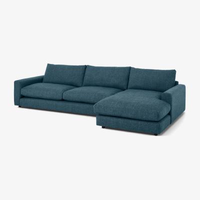 Made.com Arni Large Right Hand Facing Chaise End Corner Sofa, Aegean Blue Textured Weave