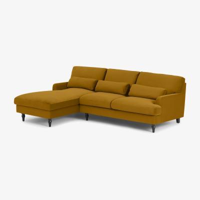 Made.com Tamyra Left Hand Facing Chaise End Corner Sofa, Marigold Velvet