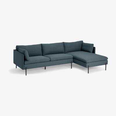 Made.com Zarina Right Hand Facing Chaise End Corner Sofa, Mina Earl Blue