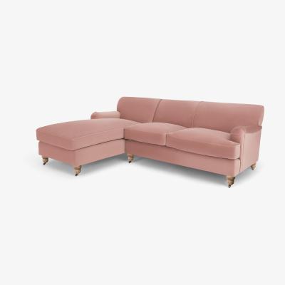 Made.com Orson Left Hand Facing Chaise End Corner Sofa, Soft Pink Recycled Velvet