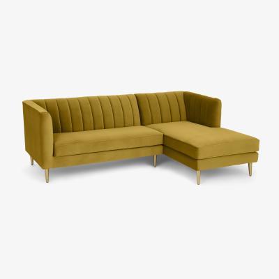 Made.com Amicie Right Hand Facing Chaise End Corner Sofa, Vintage Gold Velvet