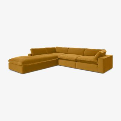 Made.com Samona Left Hand Facing Full Corner Sofa, Vintage Ochre Recycled Velvet