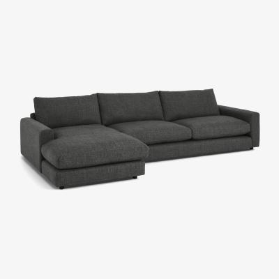 Made.com Arni Large Left Hand Facing Chaise End Corner Sofa, Slate Textured Weave