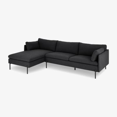 Made.com Zarina Left Hand Facing Chaise End Sofa, Sterling Grey Fabric with Black Legs