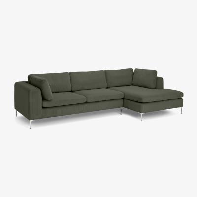 Made.com Monterosso Right Hand Facing Chaise End Sofa, Sage Corduroy Velvet