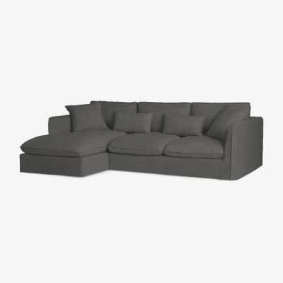 Made.com Kasiani Left Hand Facing Chaise End Sofa, Steel Cotton & Linen Mix