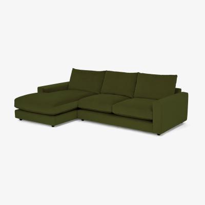 Made.com Arni Left Hand Facing Chaise End Sofa, Moss Recycled Velvet