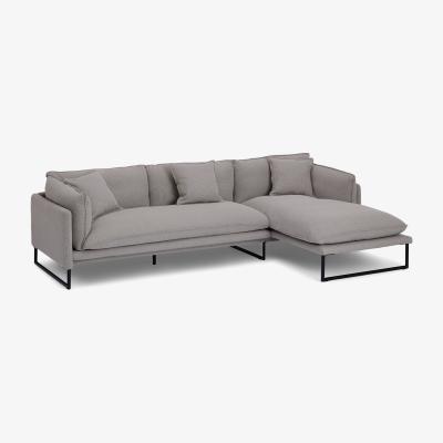 Made.com Malini Right Hand Facing Chaise End Sofa, Latte Textured Recycled Cotton