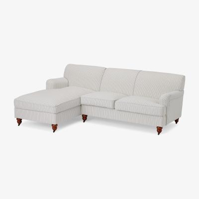 Made.com Orson Left Hand Facing Chaise End Sofa, Off-White Striped Recycled Safi
