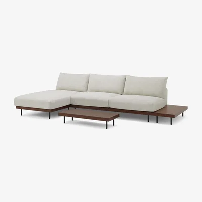 Made.com Zita Modular Chaise End Corner Sofa with 2 Side Tables, Kyoto Oyster