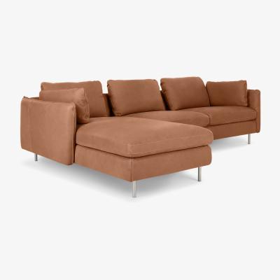 Made.com Vento 3 Seater Left Hand Facing Chaise End Sofa, Texas Tan Leather