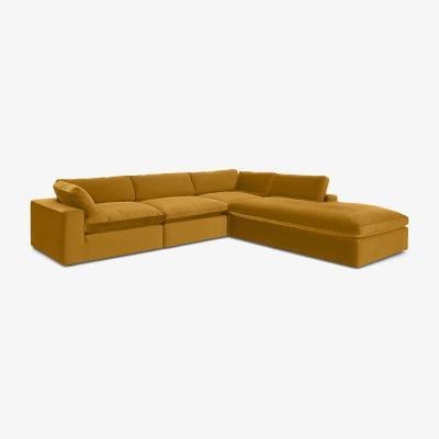 Made.com Samona Right Hand Facing Full Corner Sofa, Vintage Ochre Recycled Velvet