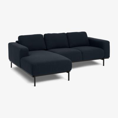 Made.com Jarrod Left Hand Facing Chaise End Corner Sofa, Midnight Blue Weave