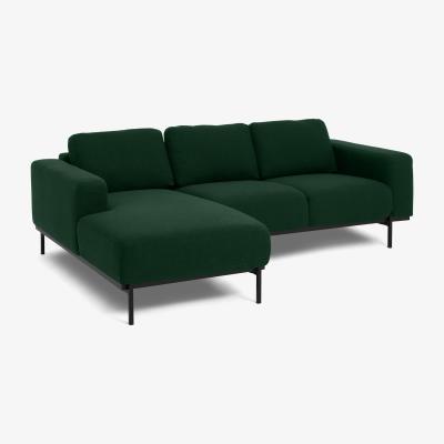 Made.com Jarrod Left Hand Facing Chaise End Corner Sofa, Forest Green Weave