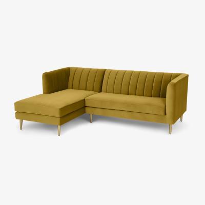 Made.com Amicie Left Hand Facing Chaise End Corner Sofa, Vintage Gold Velvet