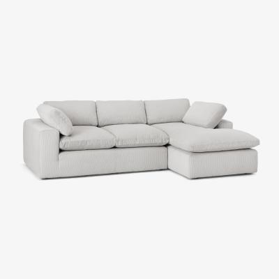 Made.com Samona Right Hand Facing Chaise End Sofa, Stone Grey Corduroy Velvet
