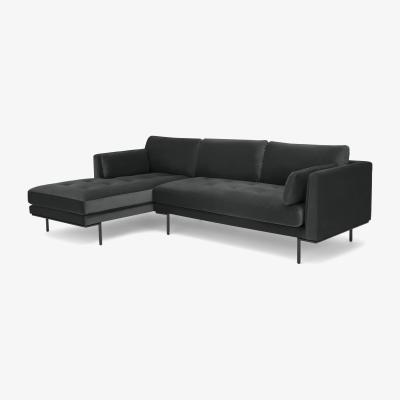Made.com Harlow, Left Hand Facing Chaise End, Mourne Grey Velvet