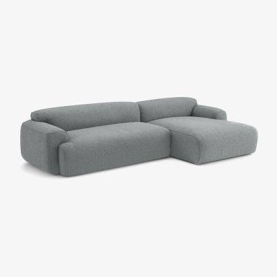Made.com Avalon Right Hand Facing Chaise End Corner Sofa, Steel Boucle