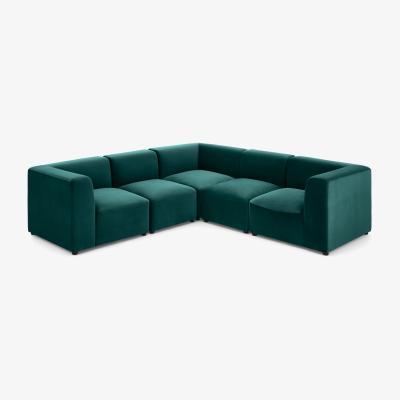 Made.com Juno 5 Seater Sofa Corner Group, Seafoam Blue Velvet